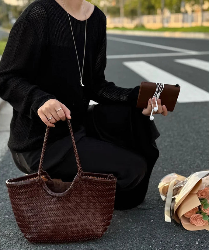 Bolso tote Bianca de piel tejida a mano