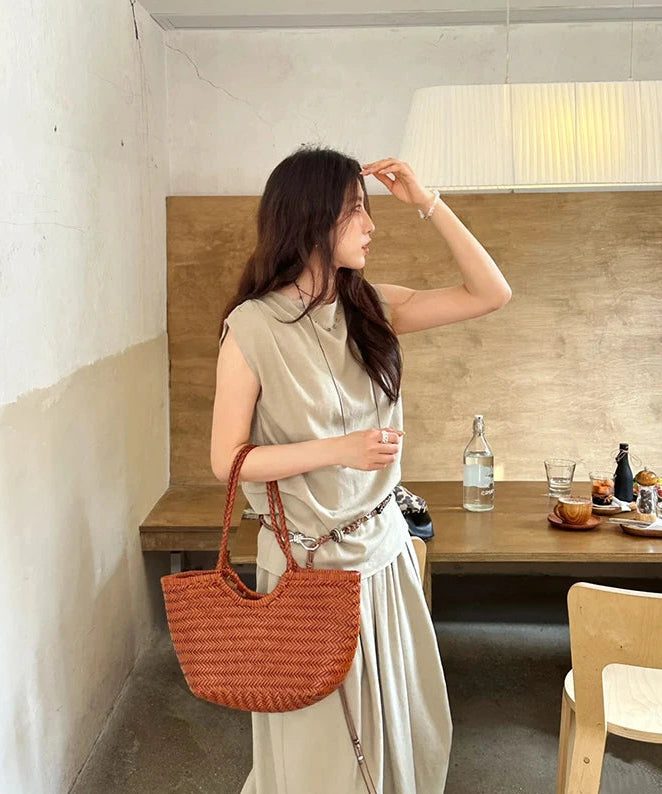 Bolso tote Bianca de piel tejida a mano