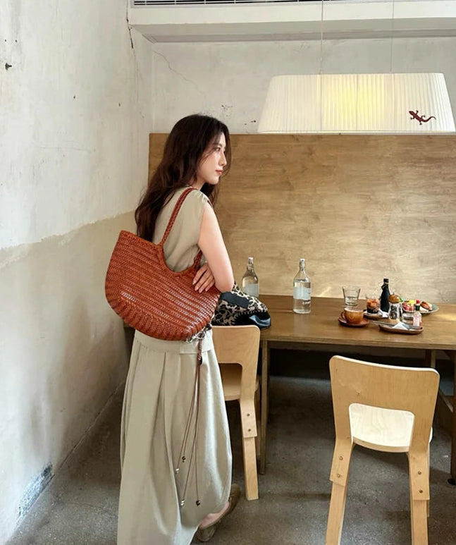 Bolso tote Bianca de piel tejida a mano