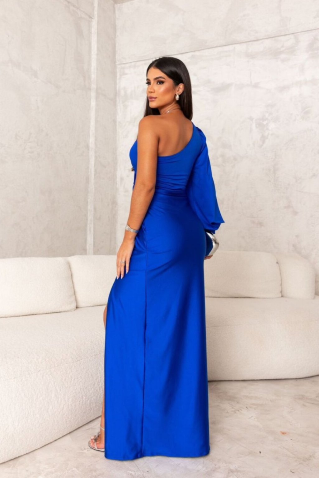 Camila | Vestido satinado de una manga