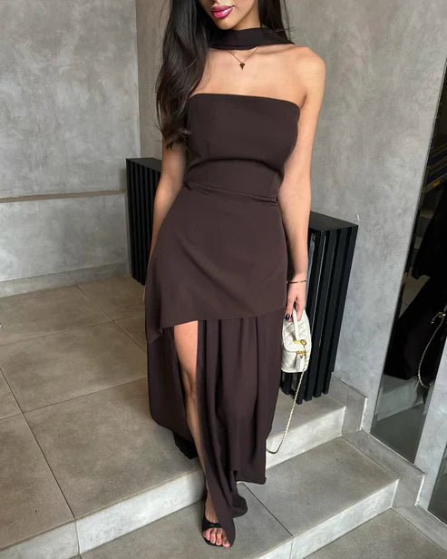 Vestido maxi Astoria con corsé palabra de honor