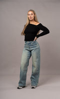 Womens Baggy Fitjeans - Distorted Blue
