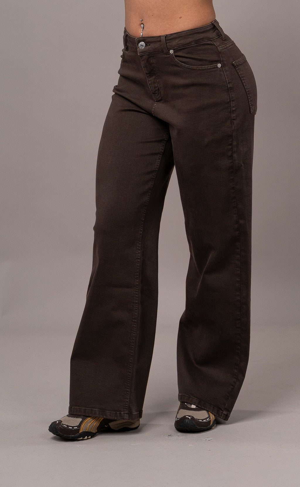 Womens Pastel Baggy Fitjeans - Dark Brown