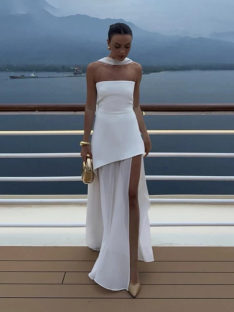 Vestido maxi Astoria con corsé palabra de honor
