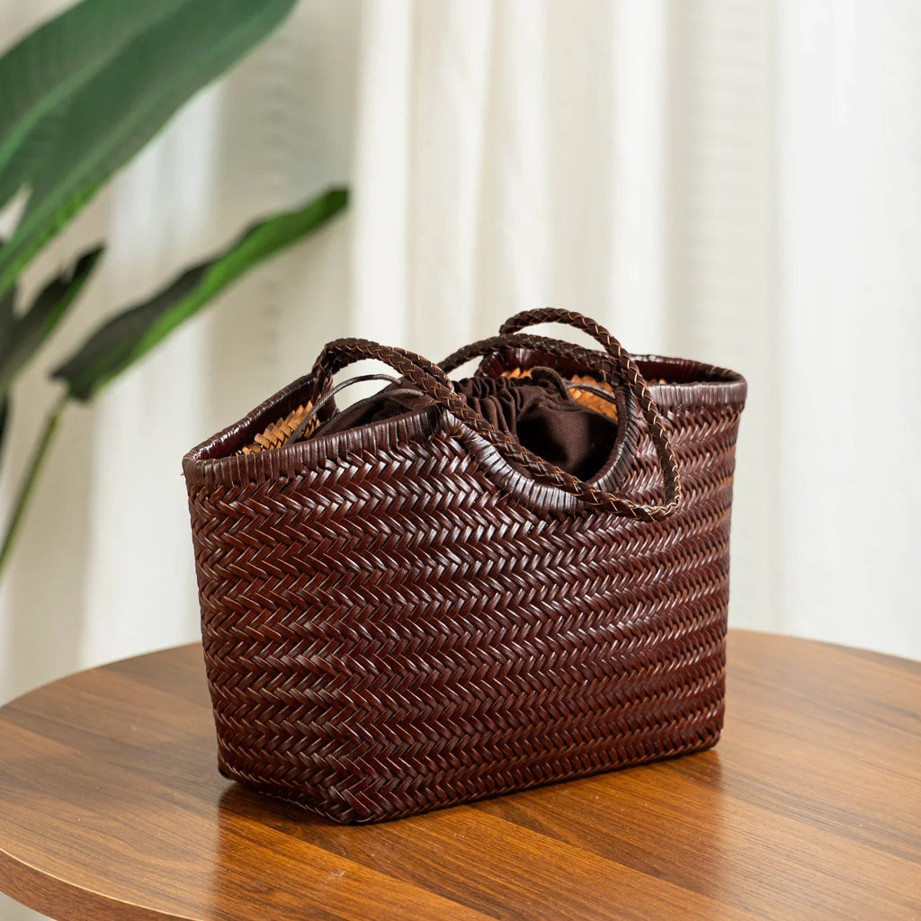 Bolso tote Bianca de piel tejida a mano