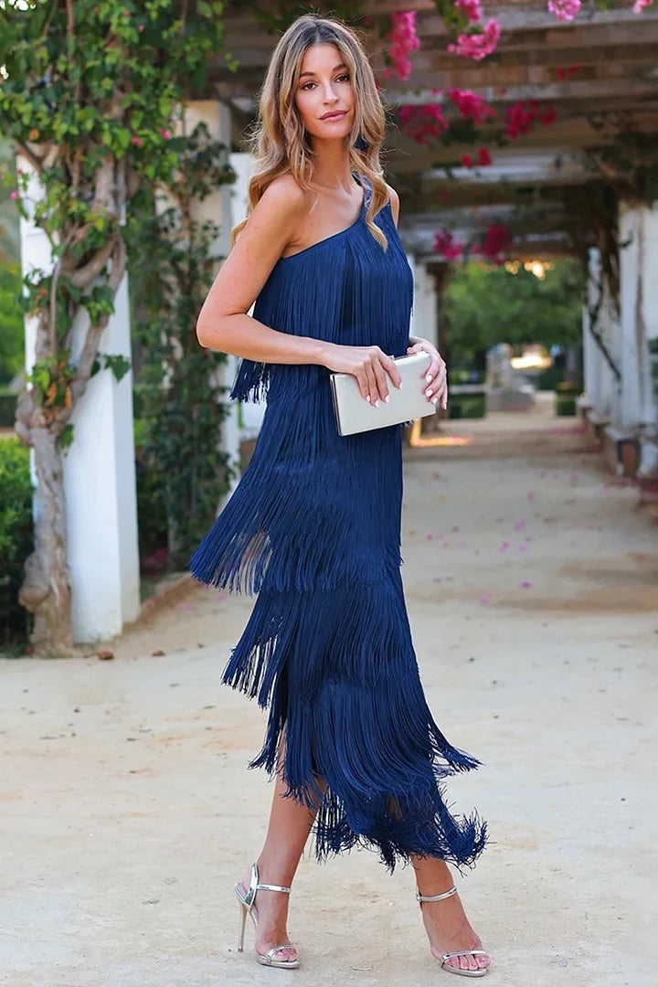 Vestido Zafiro™ Elegante Con Flecos
