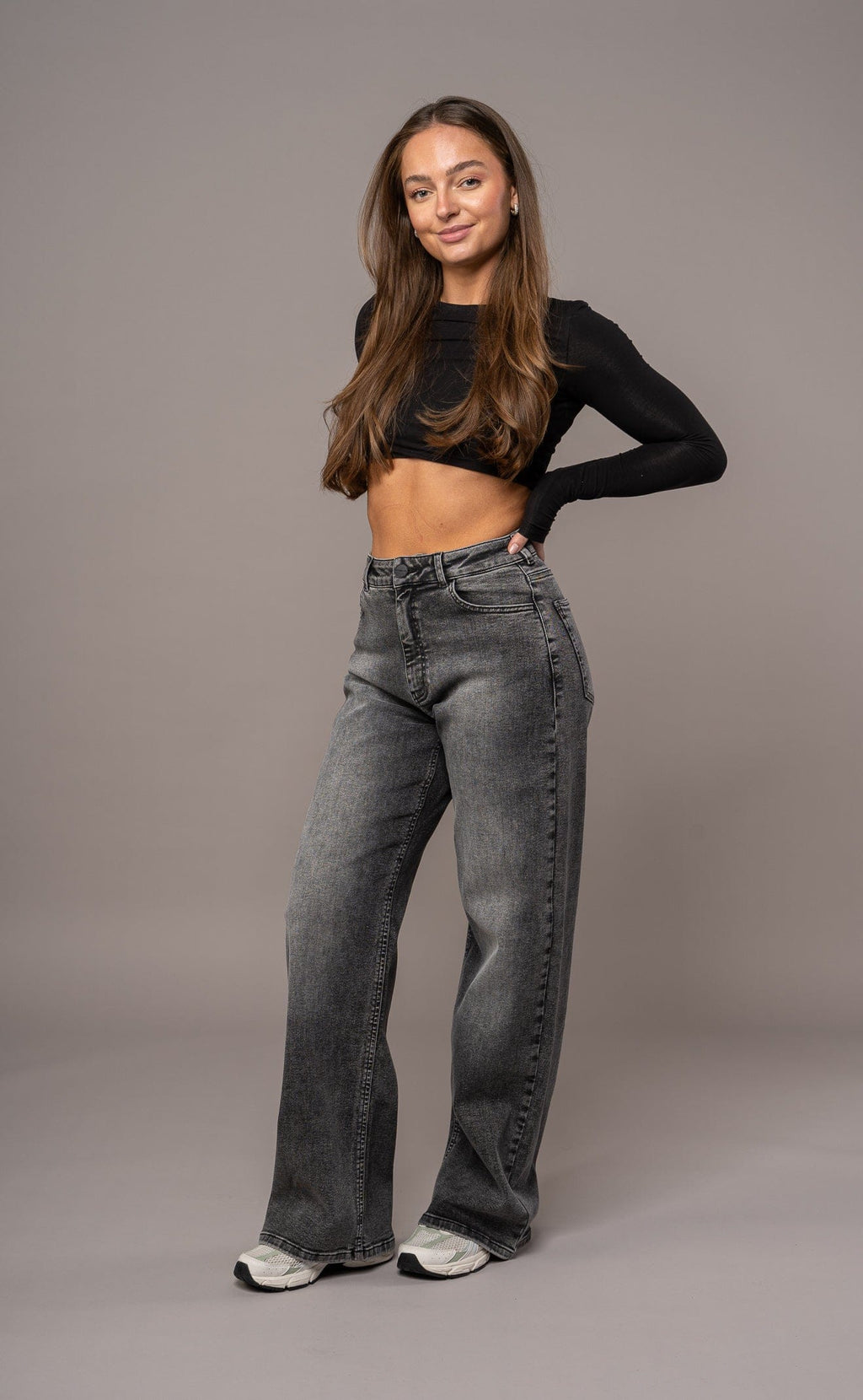 Womens Baggy Fitjeans - Heavy Washed Black