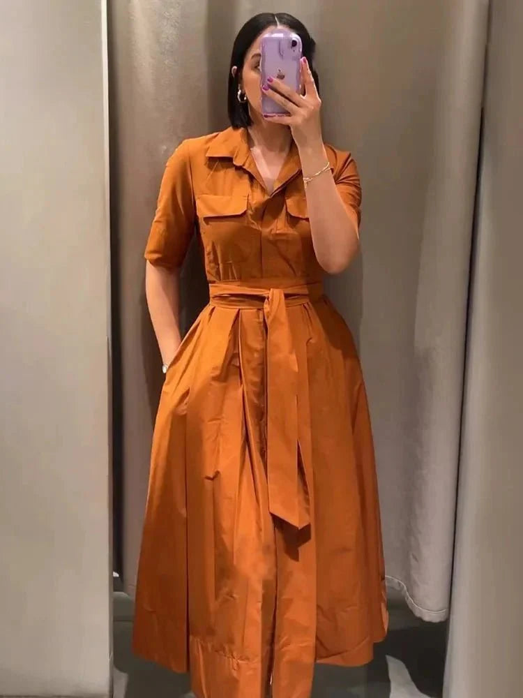 Vestido camiserO midi con cinturón Beatrice