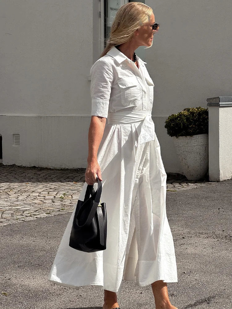 Vestido camiserO midi con cinturón Beatrice