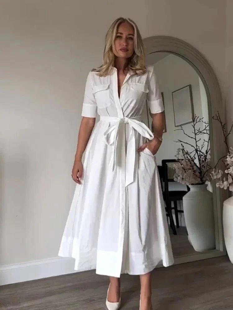 Vestido camiserO midi con cinturón Beatrice