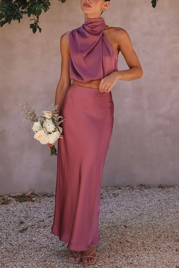 Beatrice Two-Piece Satin Wedding Guest Set