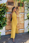 Vestido maxi Bianca con cuello halter y espalda abierta