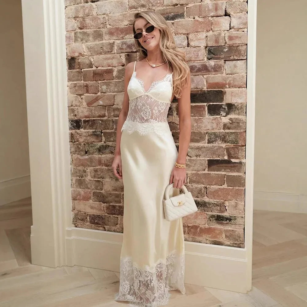 Bianca Lace V-Neck Maxi Dress