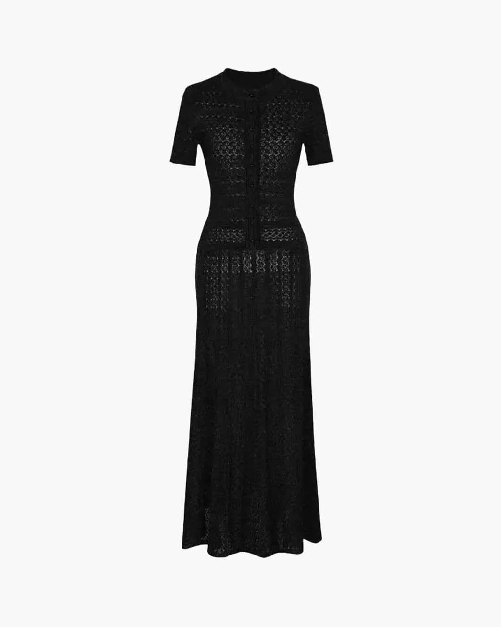 Vestido midi de punto Celeste con media botonadura