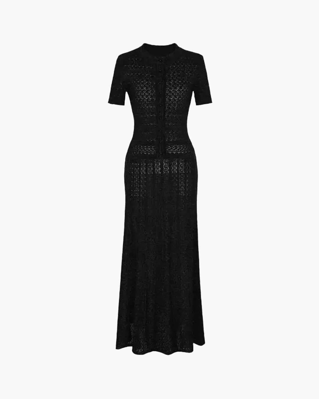 Vestido midi de punto Celeste con media botonadura