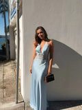 Matilde Lace Patchwork Halter Maxi Dress