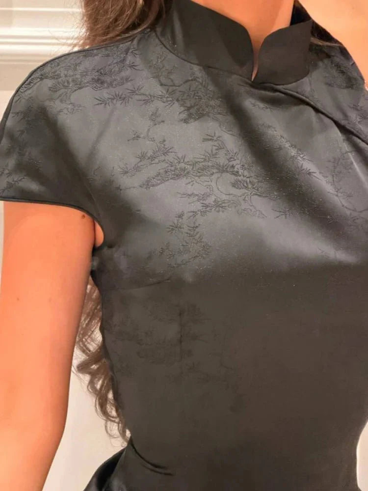 Reagan Satin Patchwork Lace Collar Dress