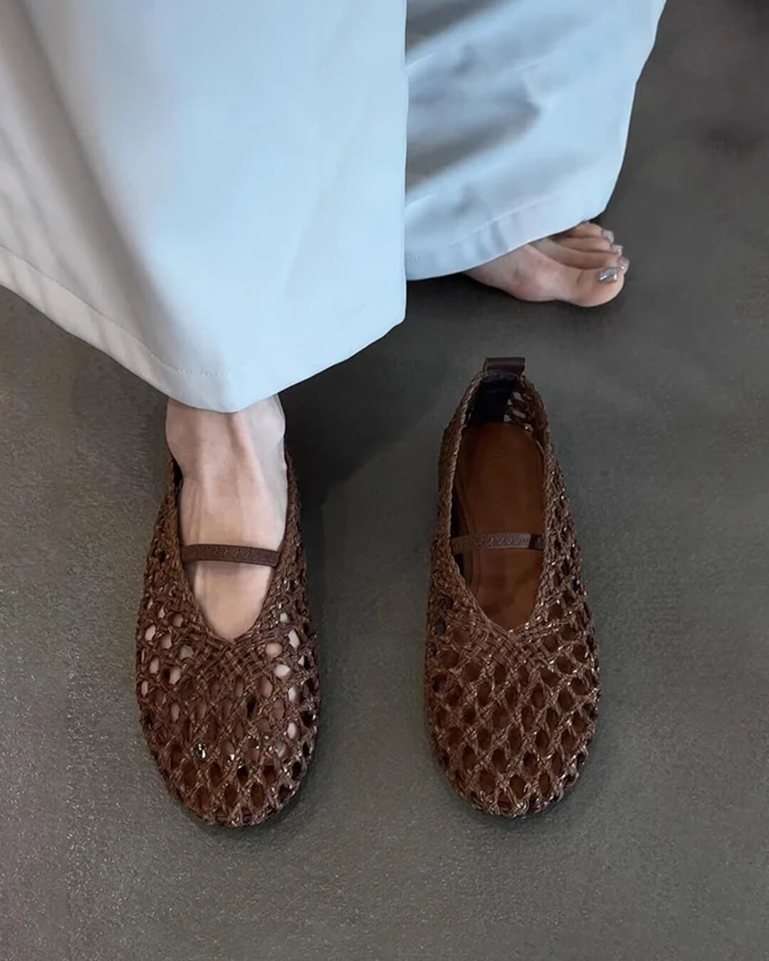 Zapatos Planos Tejidos con Detalles Huecos Francesca