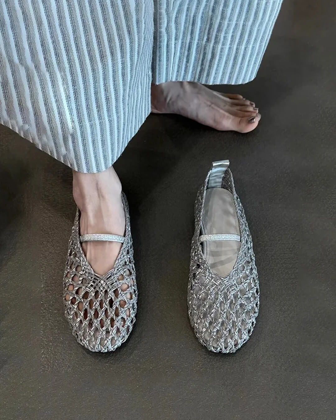 Zapatos Planos Tejidos con Detalles Huecos Francesca