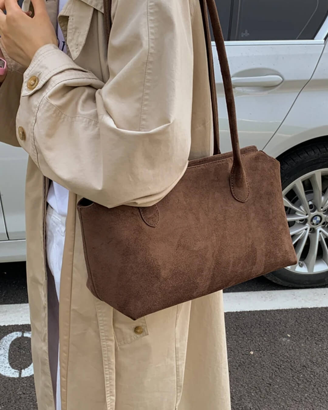 Bolso Claudine de imitación ante para hombro