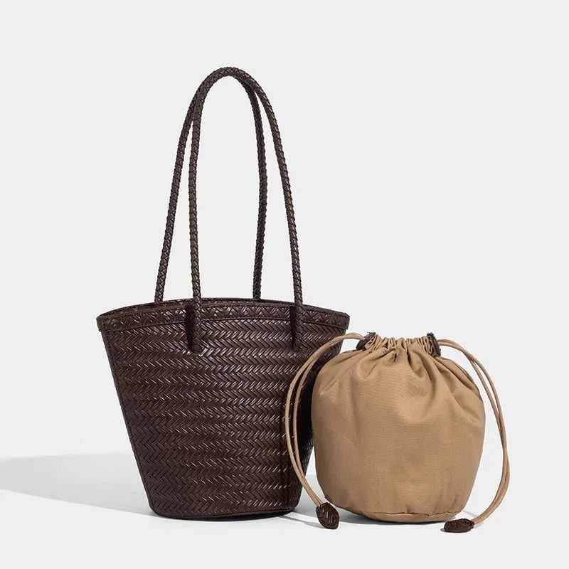 Bolso Bucket Tejido con Neceser Meryl
