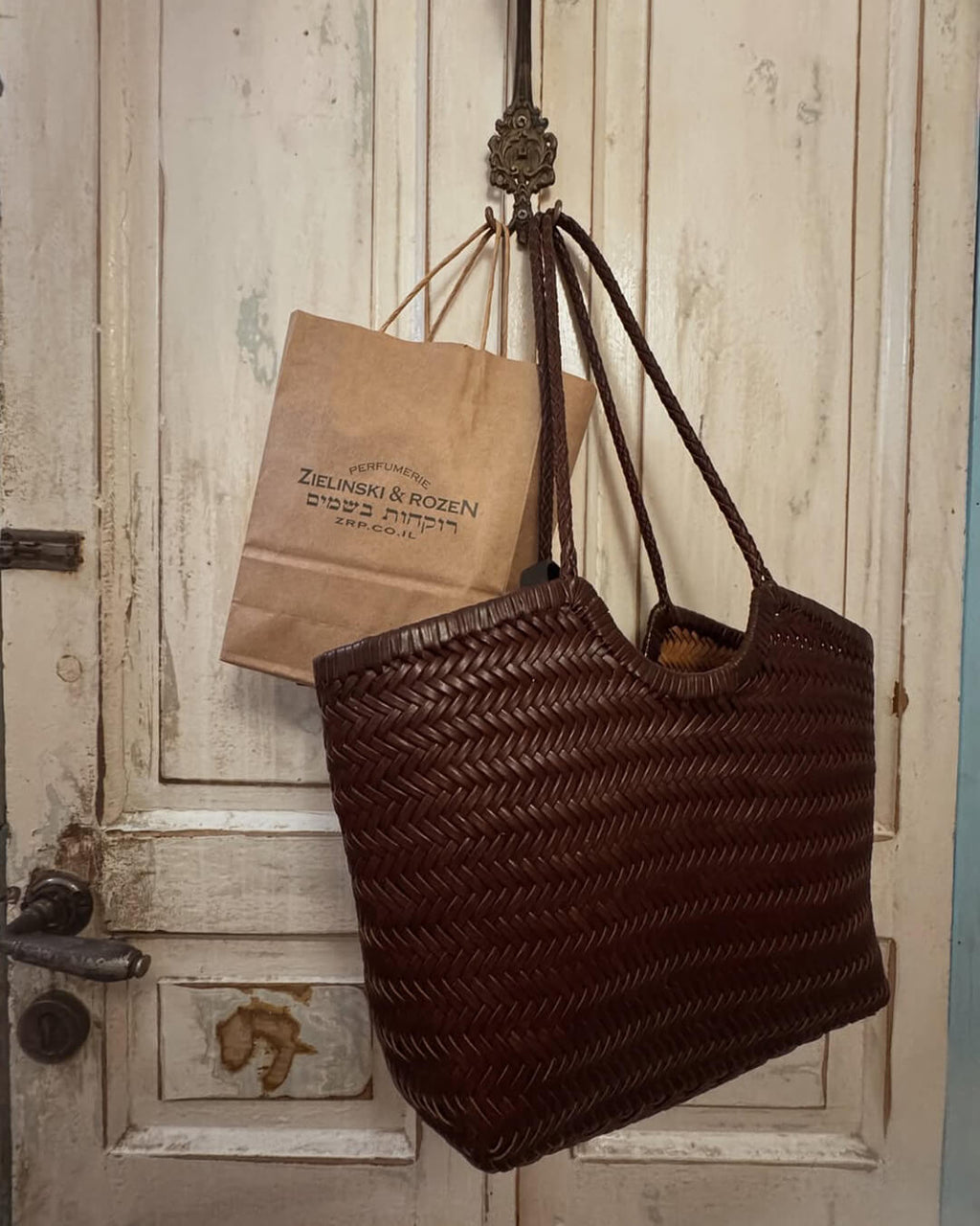 Bolsa Rica Tejida de Imitación de Cuero