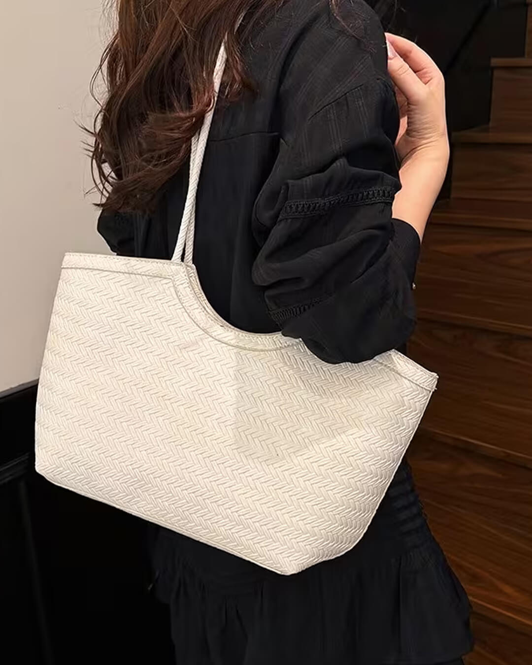 Bolsa Rica Tejida de Imitación de Cuero