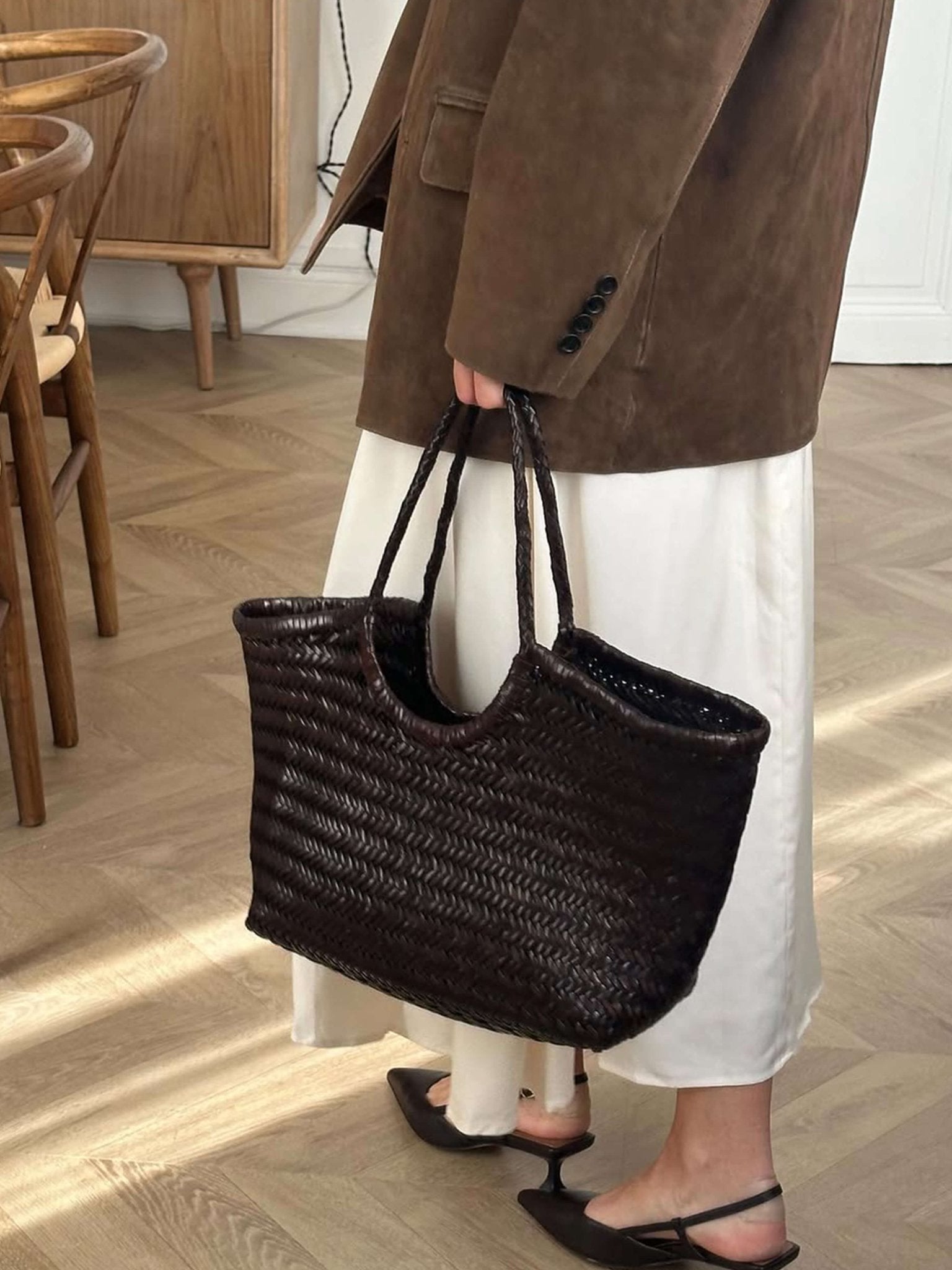 Bolsa Rica Tejida de Imitación de Cuero