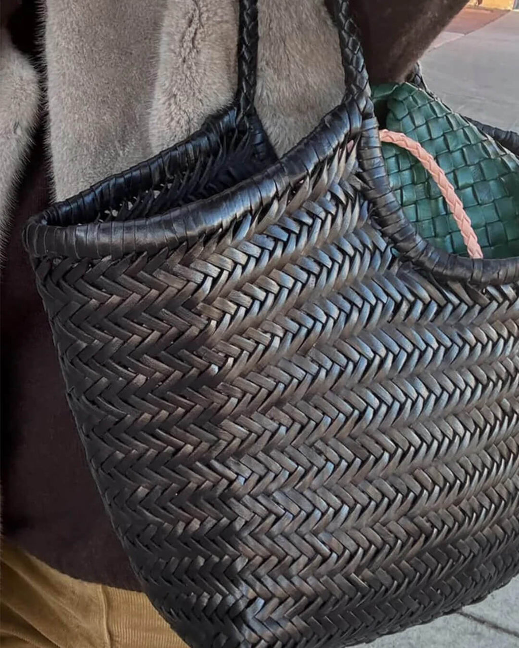 Bolsa Rica Tejida de Imitación de Cuero