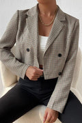 Blazer Corto Bianca con Estampado Houndstooth para Mujer