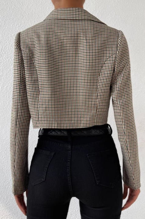 Blazer Corto Bianca con Estampado Houndstooth para Mujer