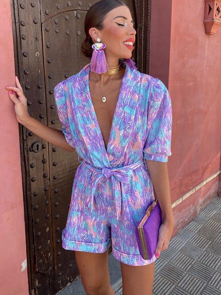 Bianca Festival Print Belted Playsuit