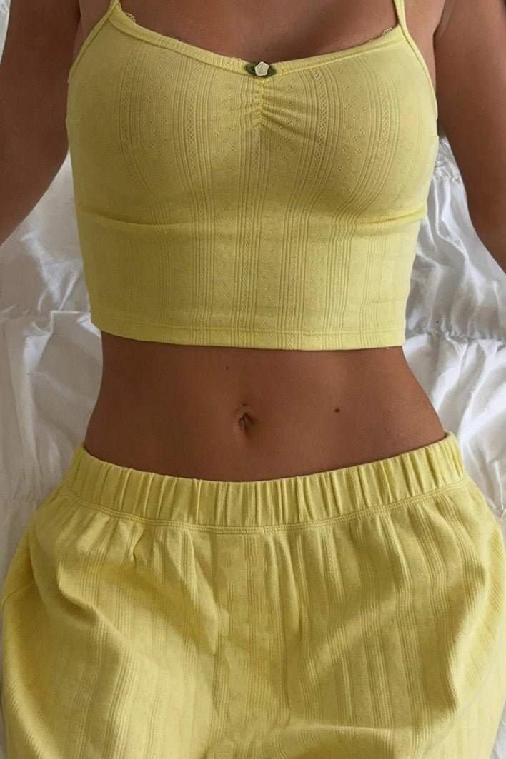 Conjunto de Dos Piezas Celeste Cami Suave y Relajado con Pantalón para Mujer