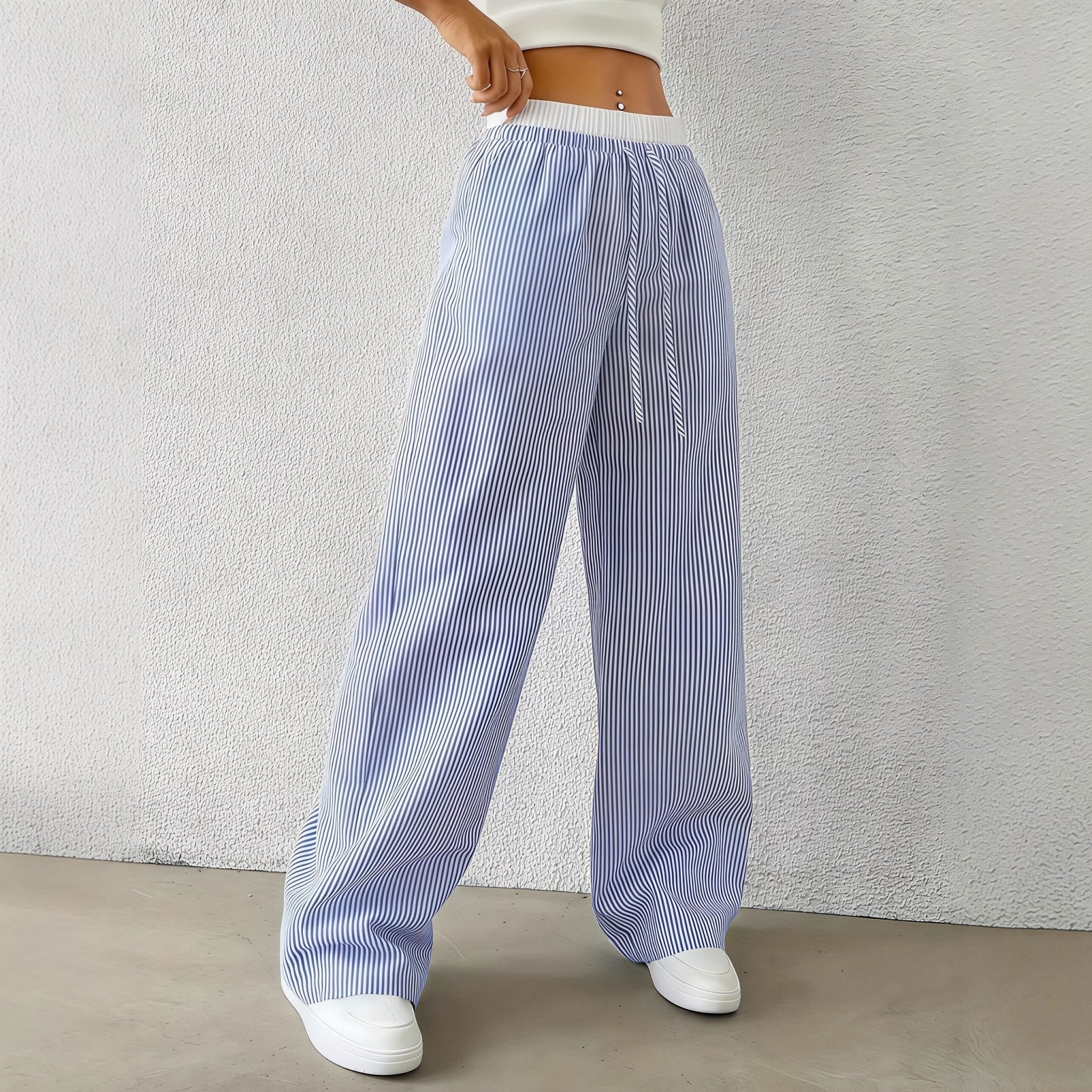 Beatrice Pantalón Casual Recto a Rayas para Mujer