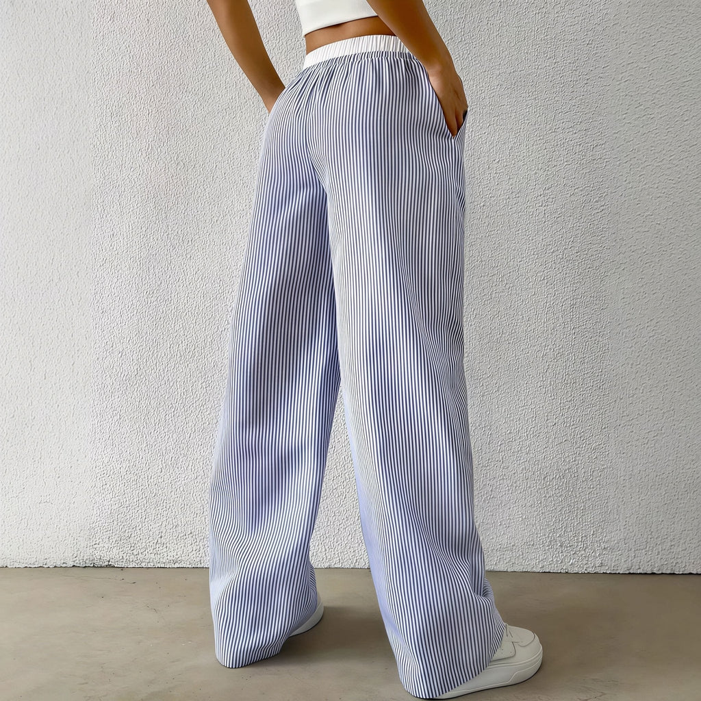 Beatrice Pantalón Casual Recto a Rayas para Mujer