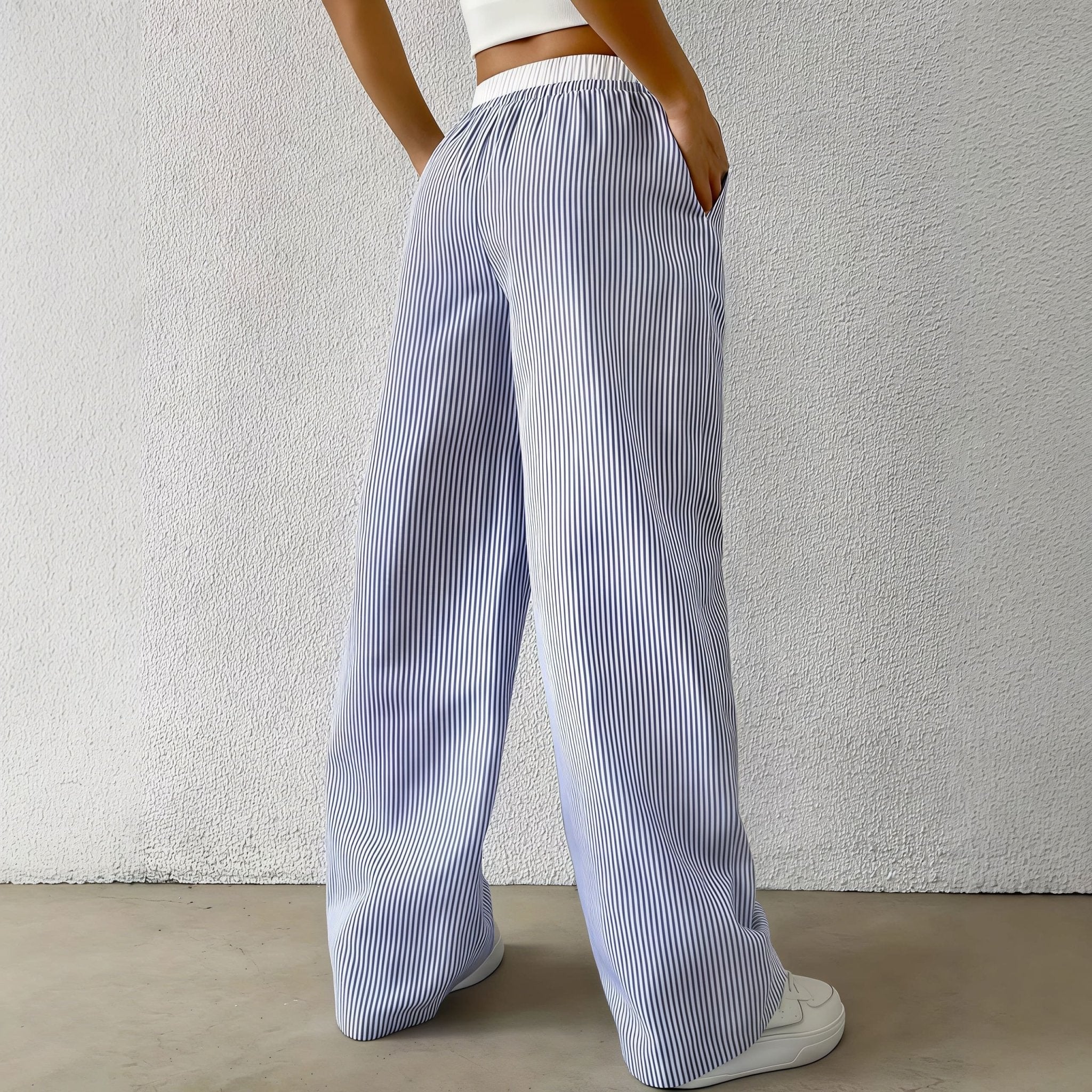 Beatrice Pantalón Casual Recto a Rayas para Mujer