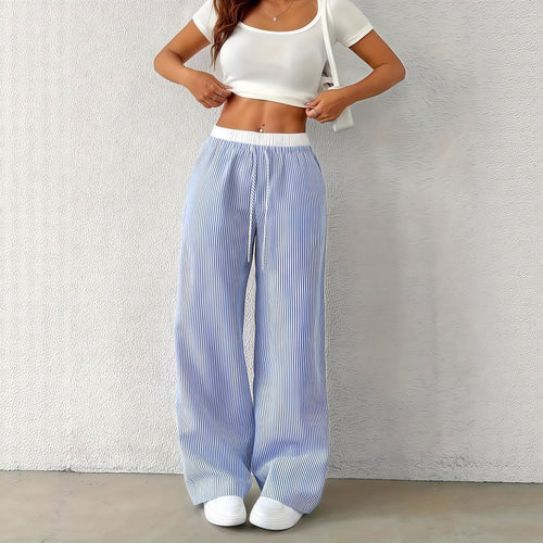 Beatrice Pantalón Casual Recto a Rayas para Mujer