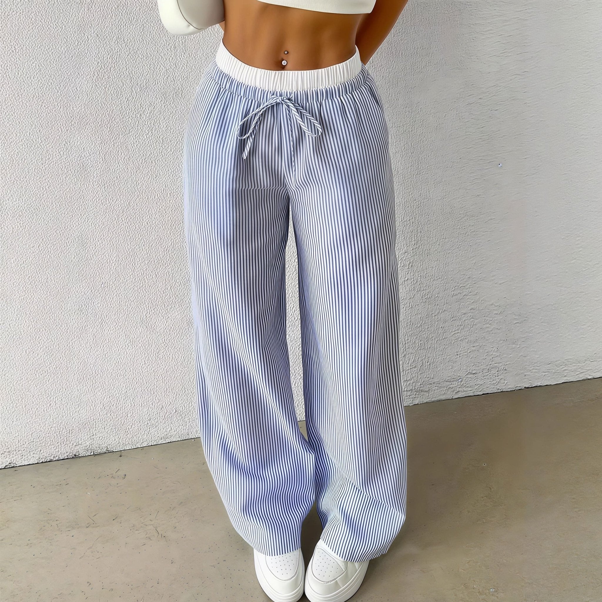 Beatrice Pantalón Casual Recto a Rayas para Mujer