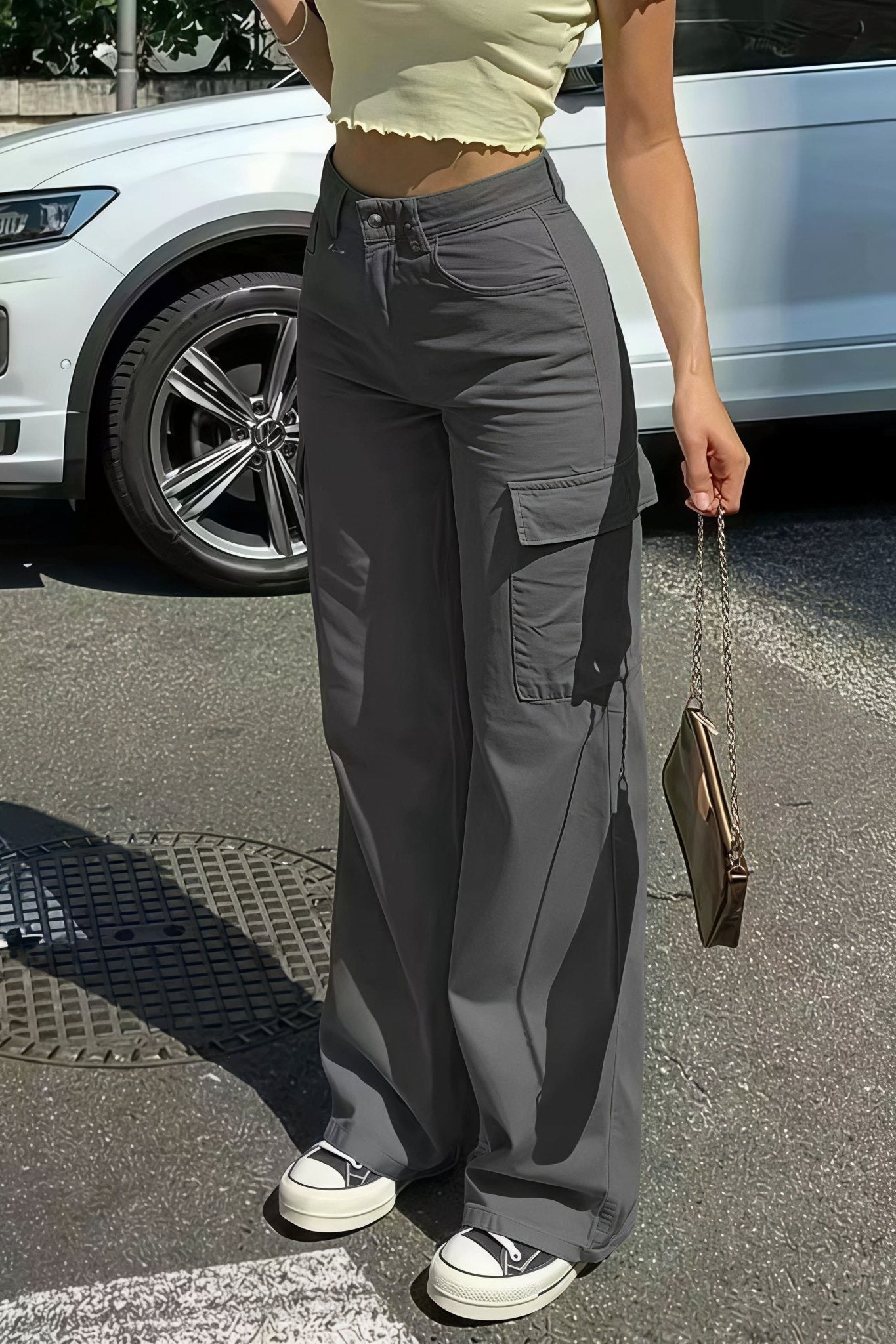 Bianca Pantalón Cargo Recto con Bolsillos para Mujer