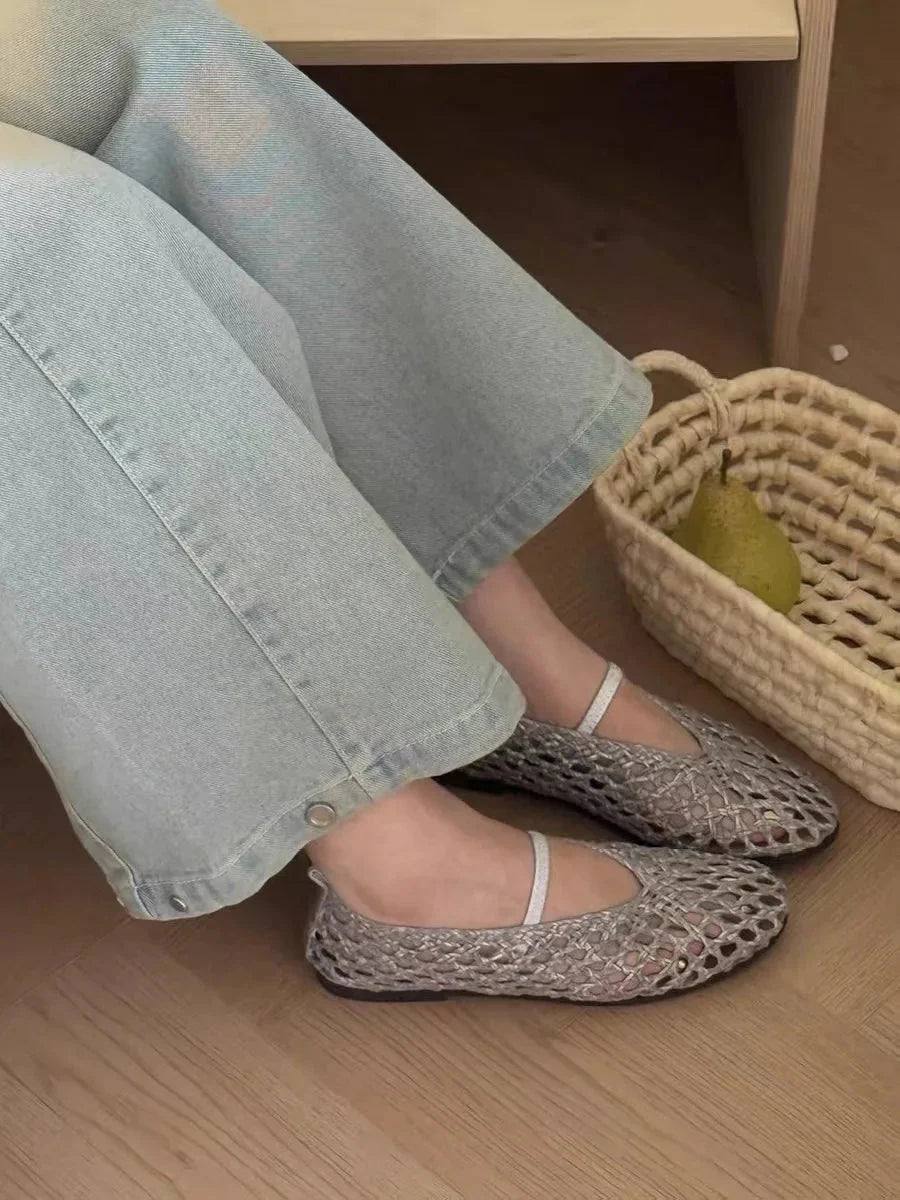 Zapatos Planos Tejidos con Detalles Huecos Francesca