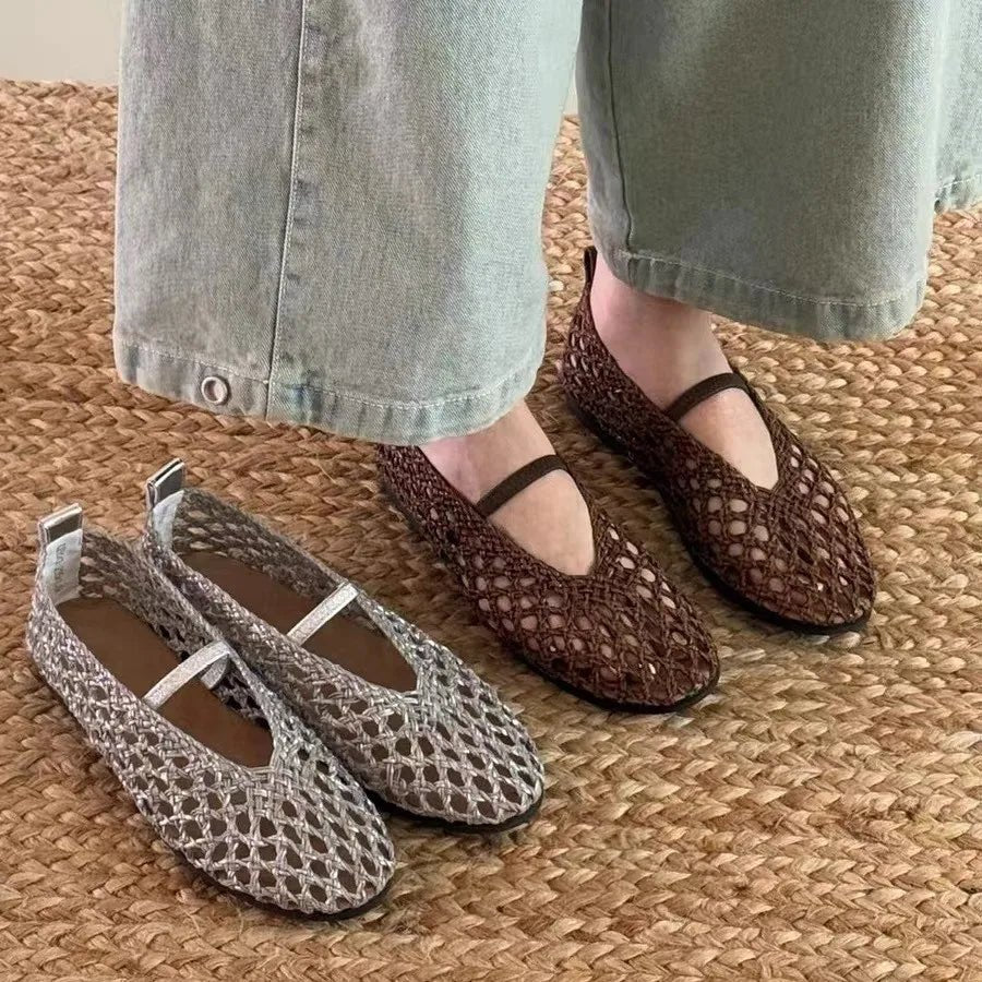 Zapatos Planos Tejidos con Detalles Huecos Francesca