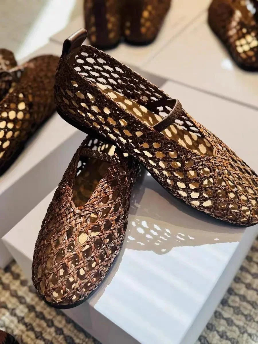 Zapatos Planos Tejidos con Detalles Huecos Francesca