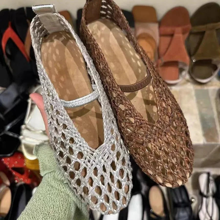 Zapatos Planos Tejidos con Detalles Huecos Francesca