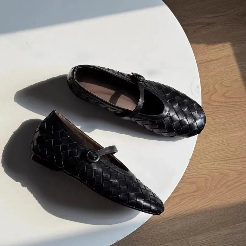 Zapatos Planos Lisbeth de Cuero Trenzado