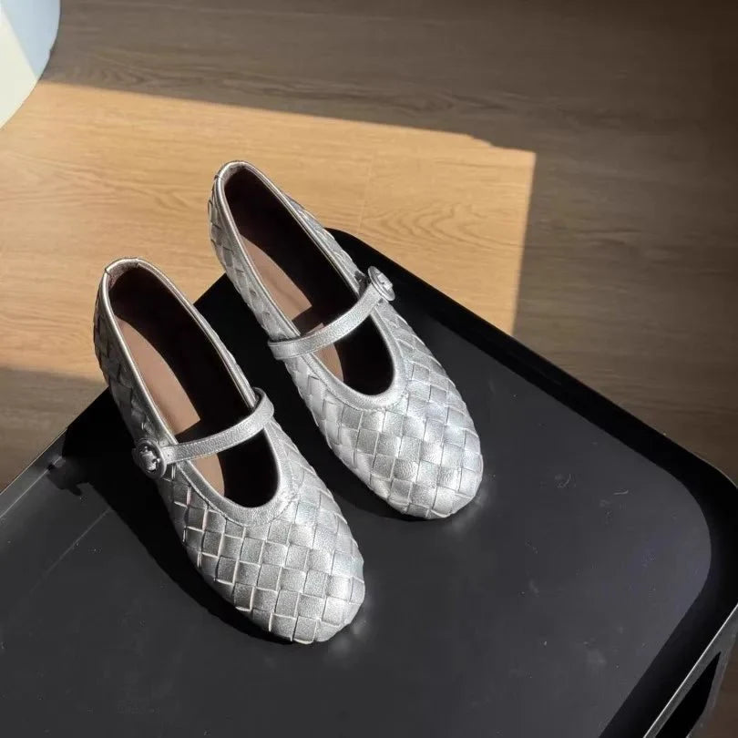 Zapatos Planos Lisbeth de Cuero Trenzado