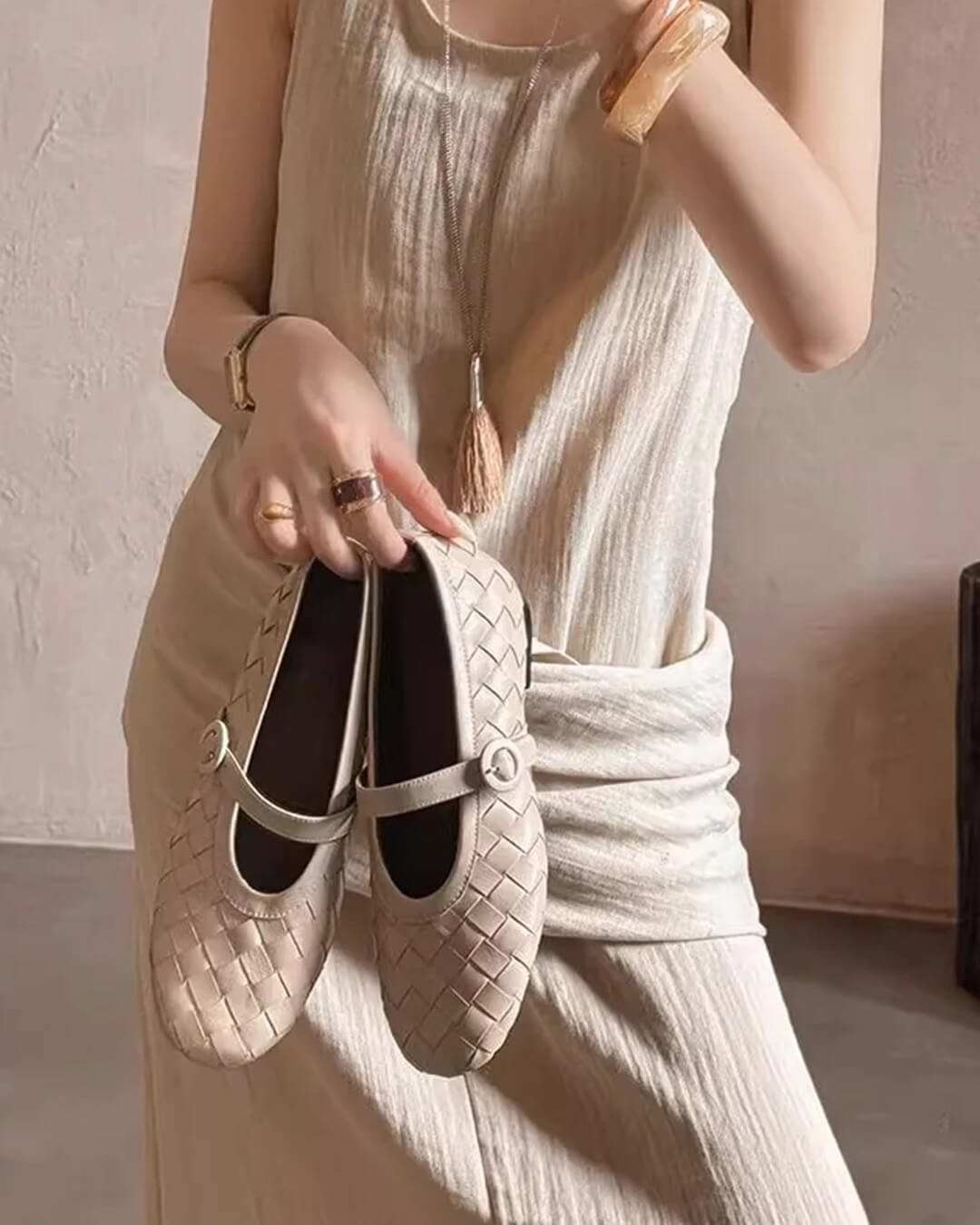 Zapatos Planos Lisbeth de Cuero Trenzado