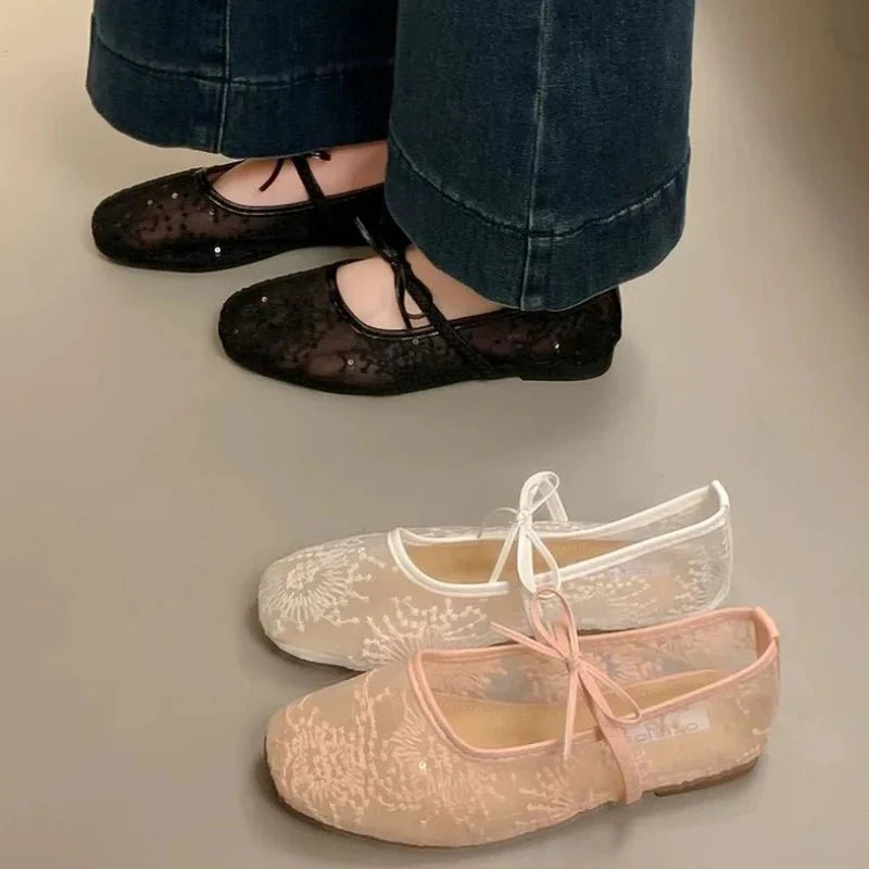 Bailarinas Saskia de malla bordada