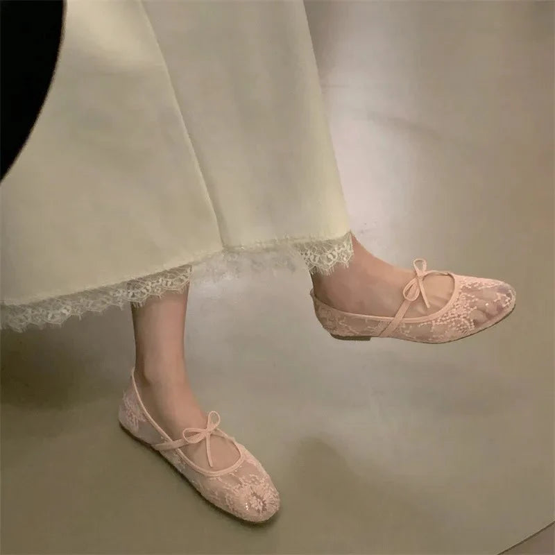 Bailarinas Saskia de malla bordada