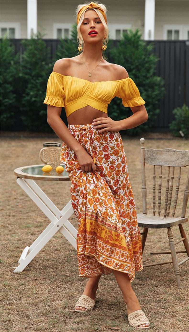 Celeste Flowing Puff Sleeve Crop Top