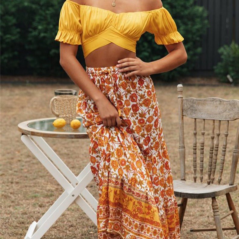 Celeste Flowing Puff Sleeve Crop Top